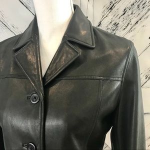100% lamb skin black leather jacket